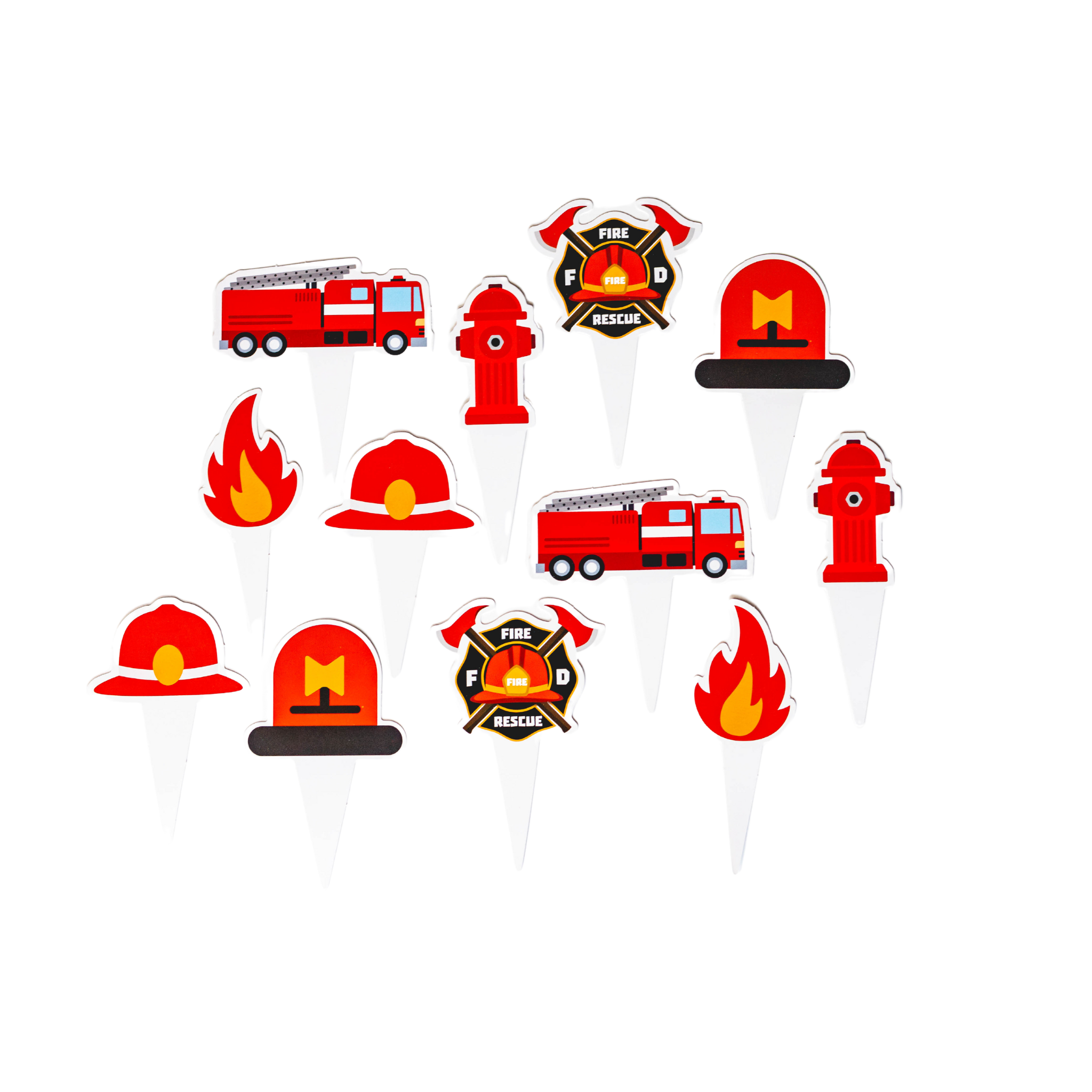 Fire Truck Cake Topper Mix (set of 12)