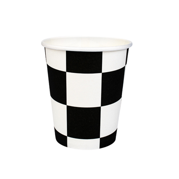 Checkered Cups, Black and White (set of 8)
