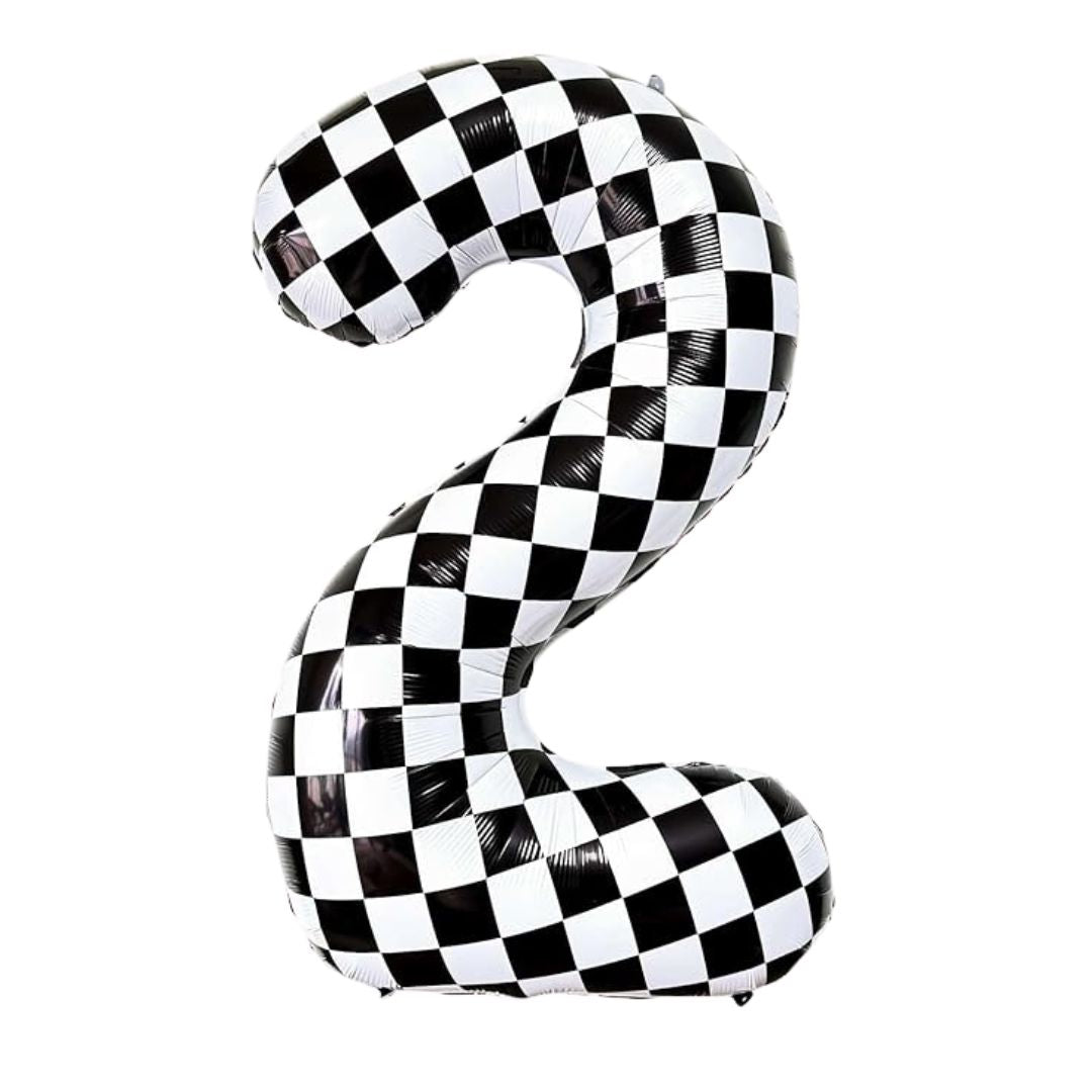 Checkered Number Foil Balloon, Black & White (0-9)