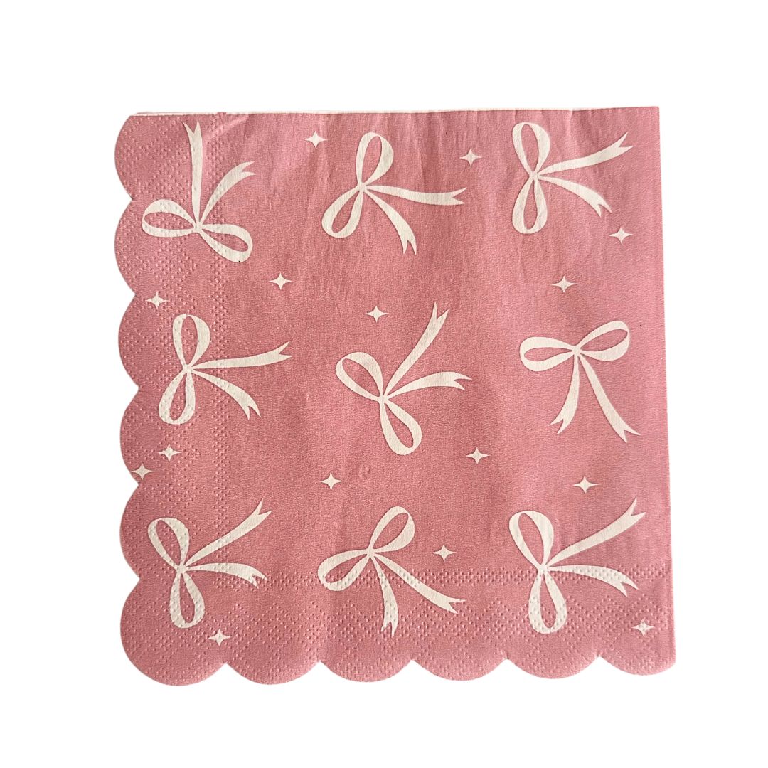 Bow Themed Napkins, Pink (pack of 20)