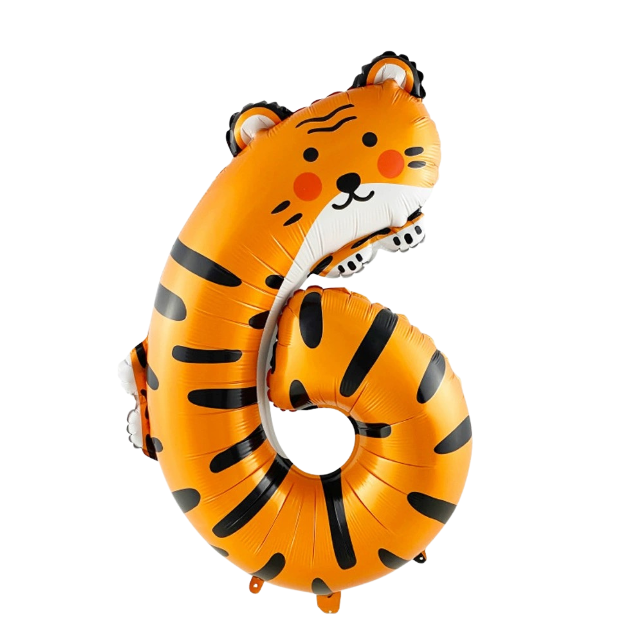 Large Number 6 Foil Balloon, Tiger