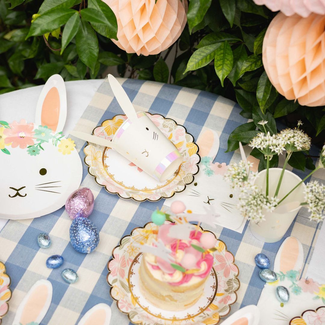 Floral Bunny Paper Plates (set of 8)