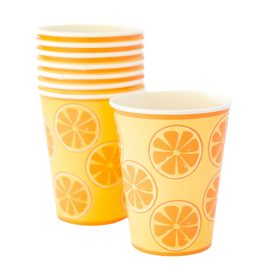 Fruity Orange Themed Cups, Orange (set of 8)