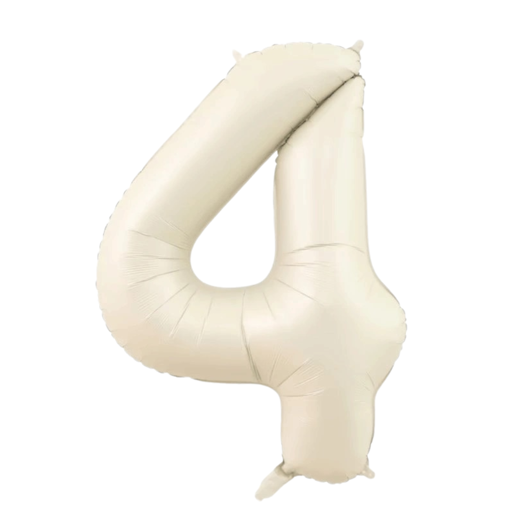 Large Number 4 Foil Balloon, Off White