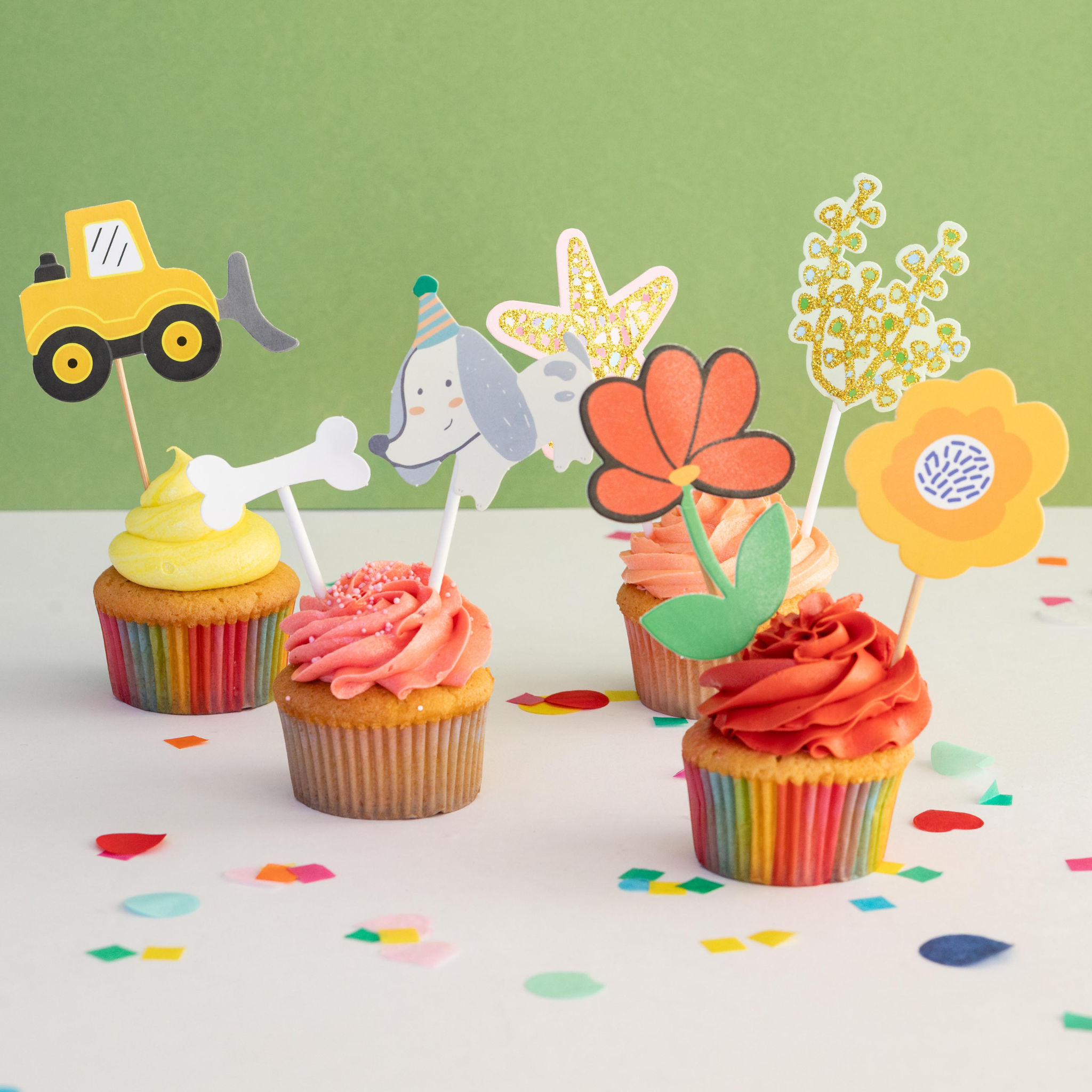 Spring Flower Cake Toppers (set of 6)