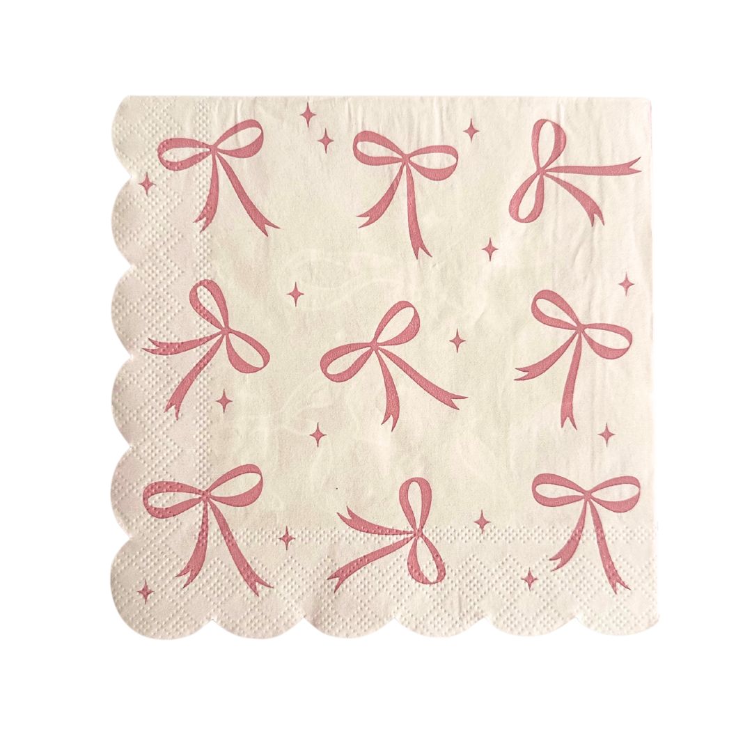 Bow Themed Napkins, Pink (pack of 20)