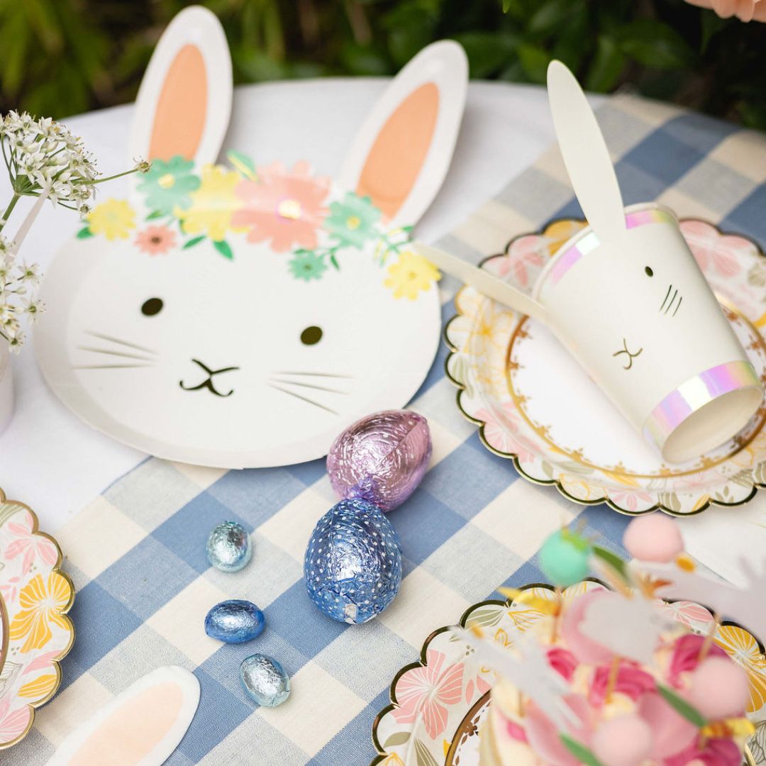 Floral Bunny Paper Plates (set of 8)