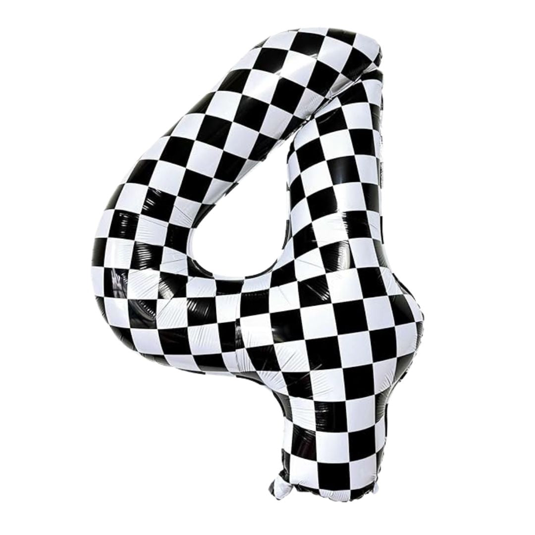 Checkered Number 1 Foil Balloon, Black & White