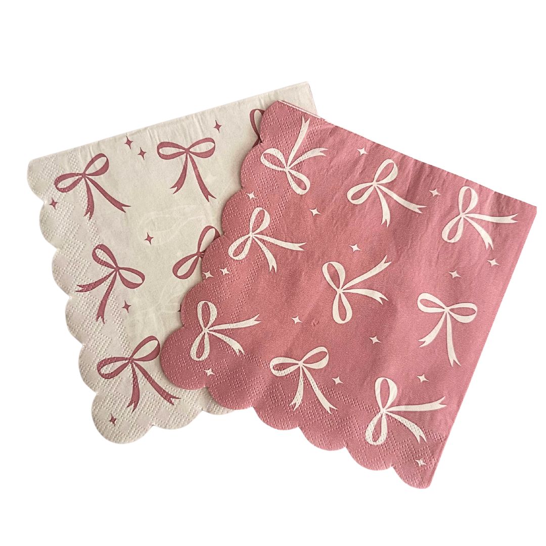 Bow Themed Napkins, Pink (pack of 20)