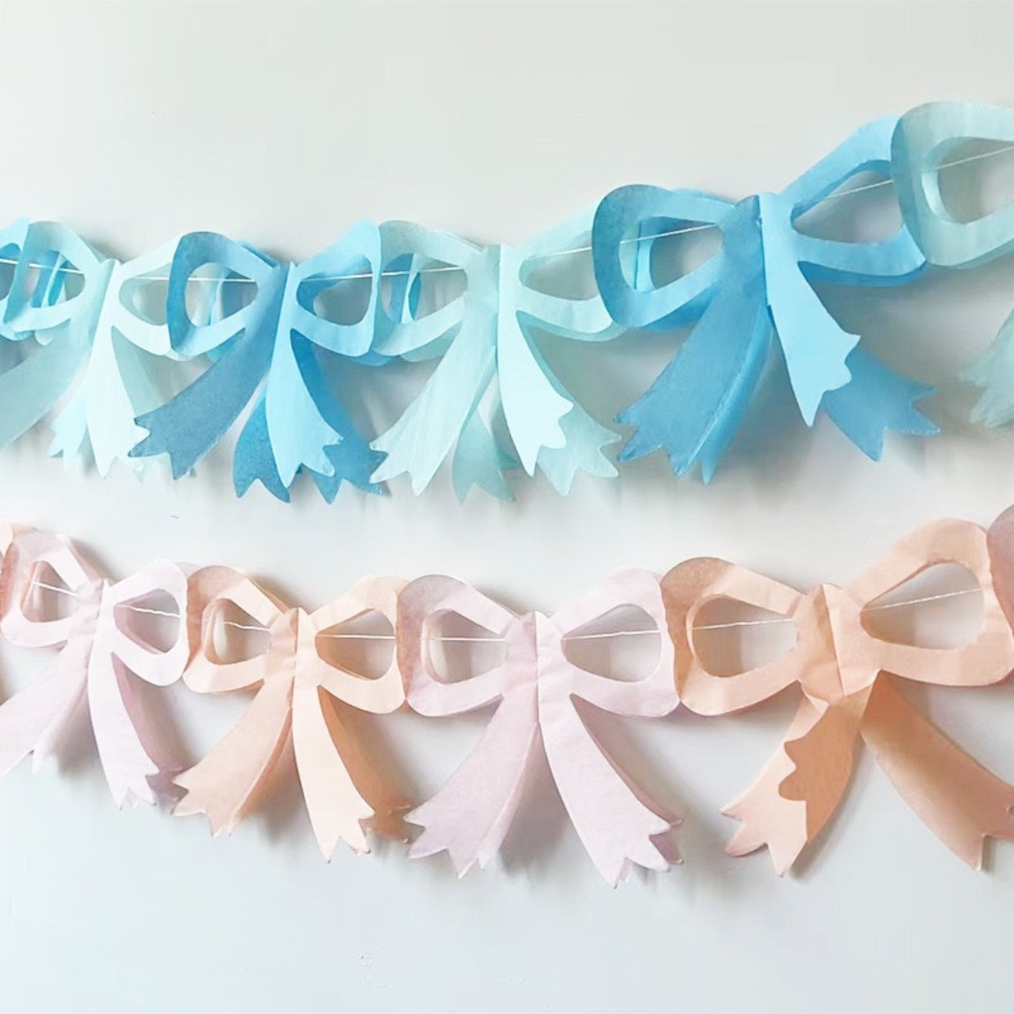 Tissue Paper Bow Garland, Blue (set of 1)