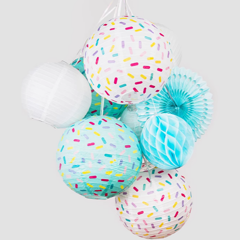 Donut Lanterns, Blue (set of 6)