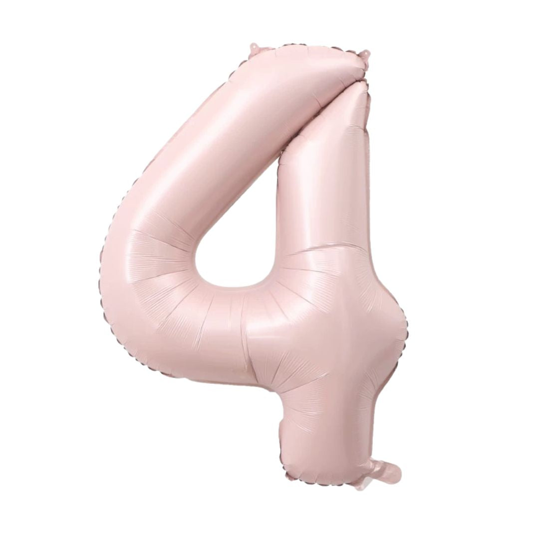 Large Number 4 Foil Balloon, Matt Pink