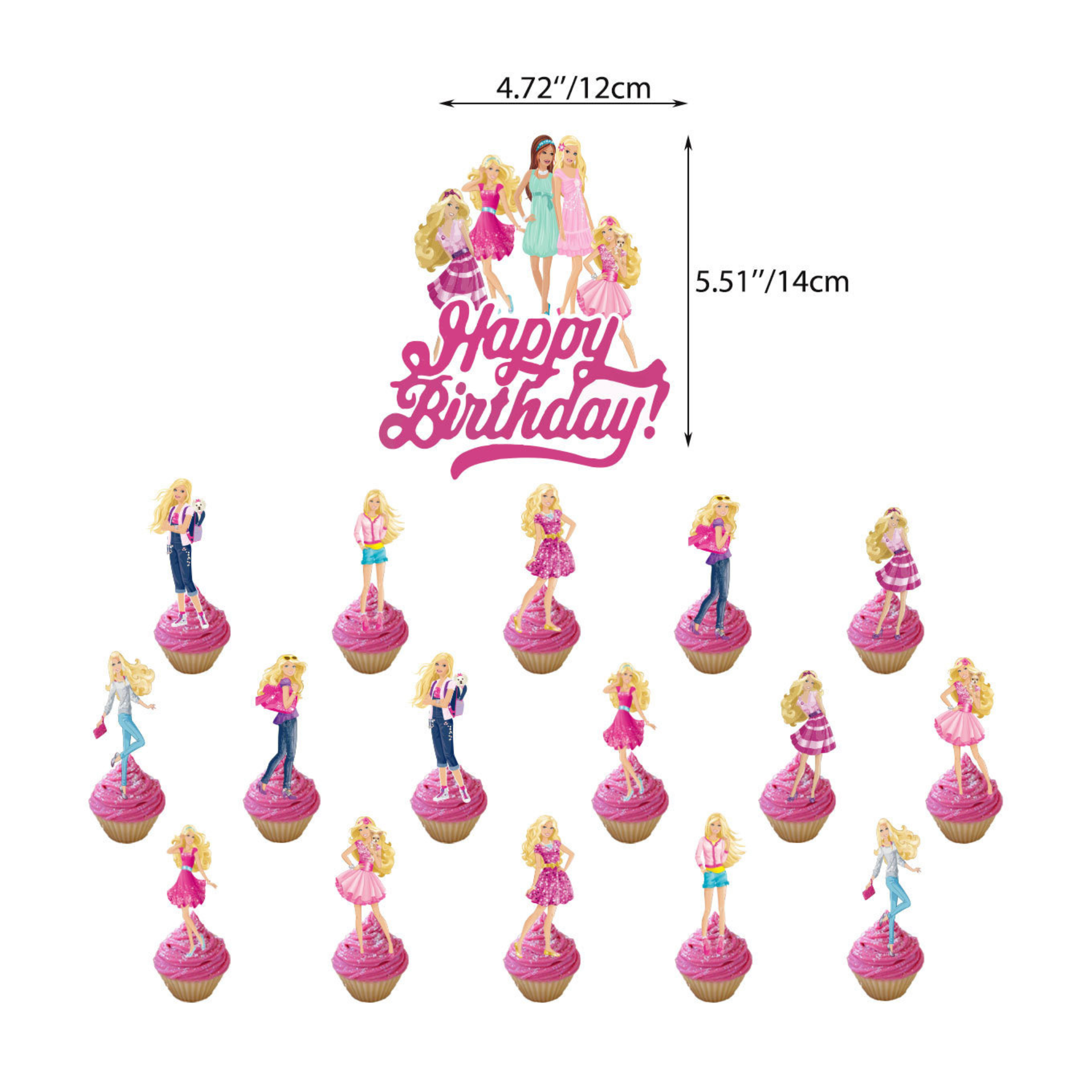 Barbie Themed Cake Toppers (set of 17)