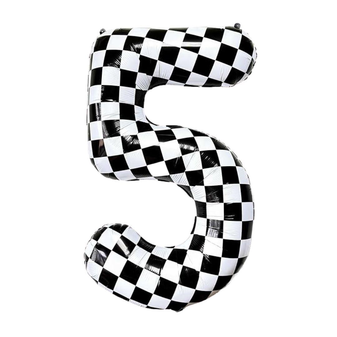 Checkered Number 1 Foil Balloon, Black & White