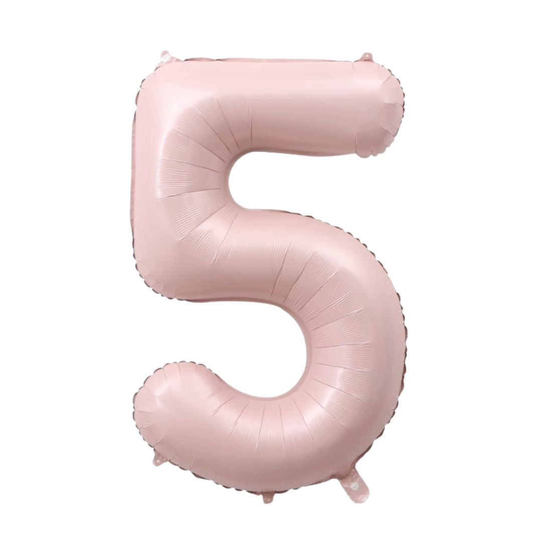 Large Number 5 Foil Balloon, Matt Pink