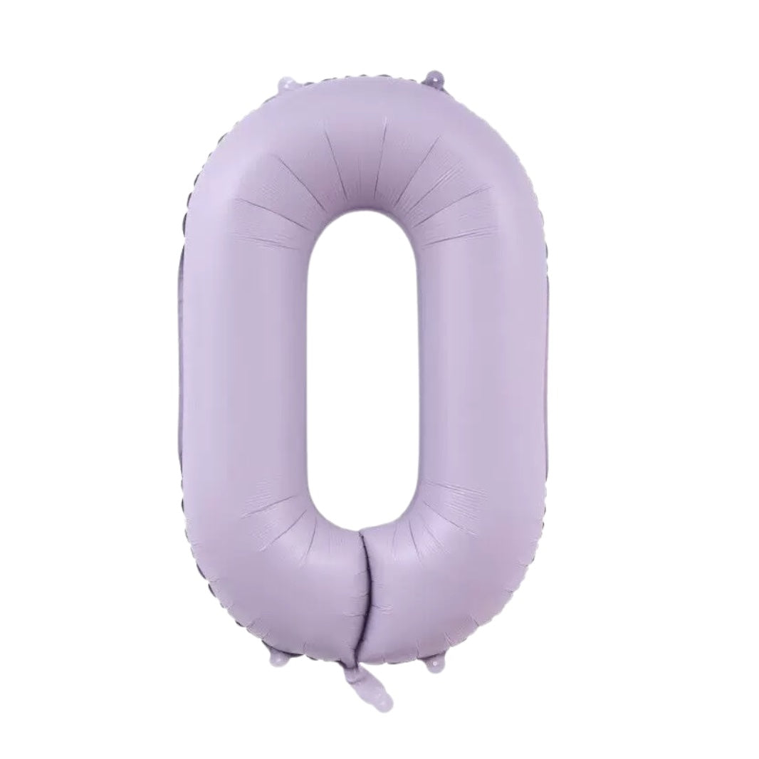 Large Number 0 Foil Balloon, Matt Purple