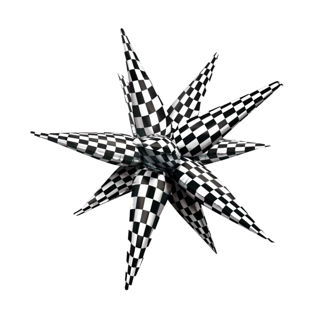 12 Point Starburst Foil Balloon, Black and White