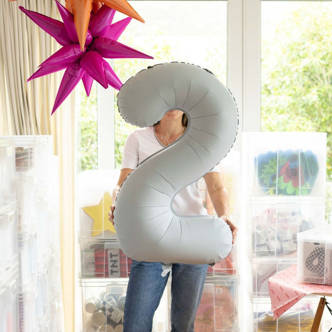 Matt White Large Number Foil Balloon (0-4)