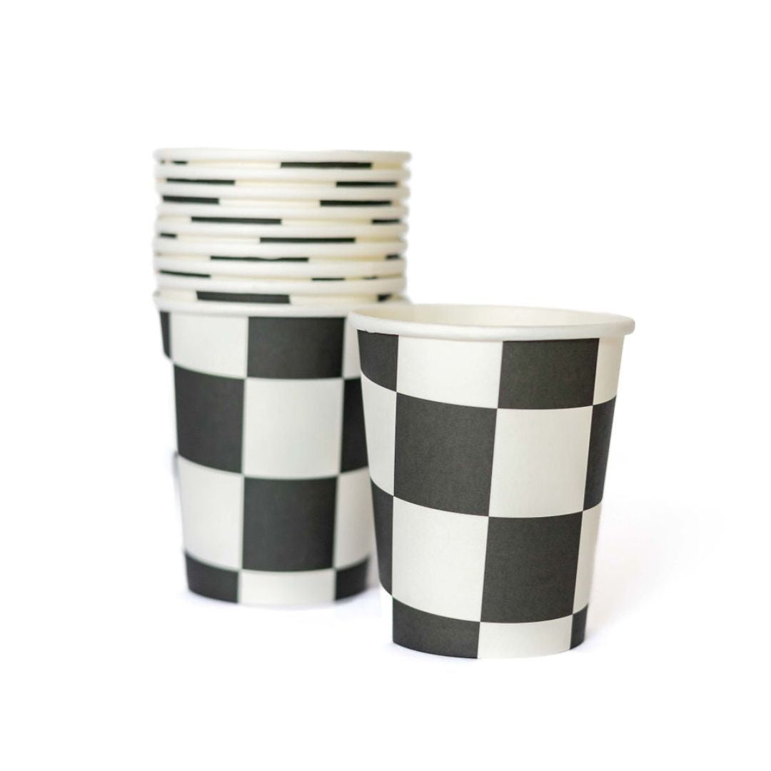 Checkered Cups, Black and White (set of 10)