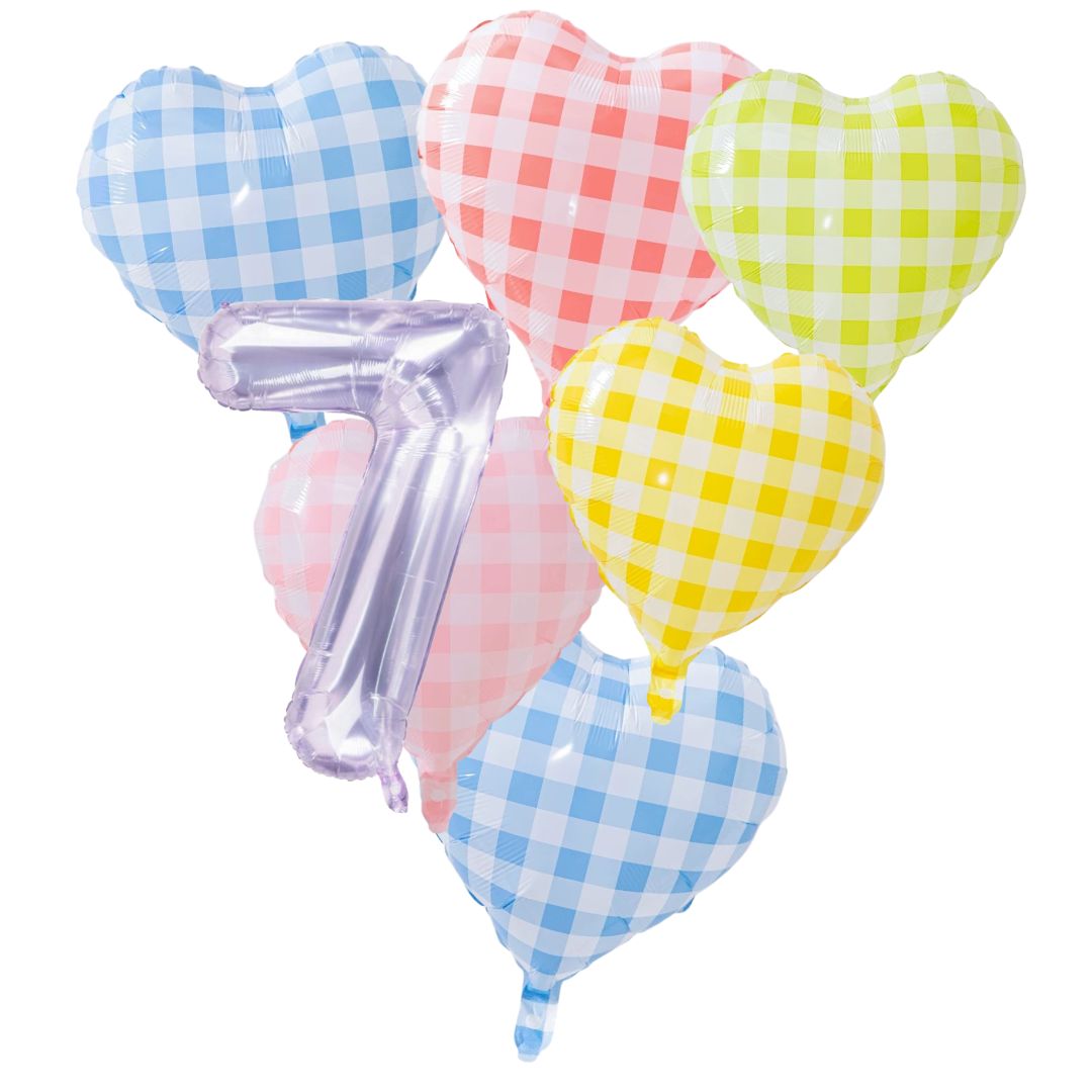 Checkered Heart Shaped Foil Balloon (5 colours)