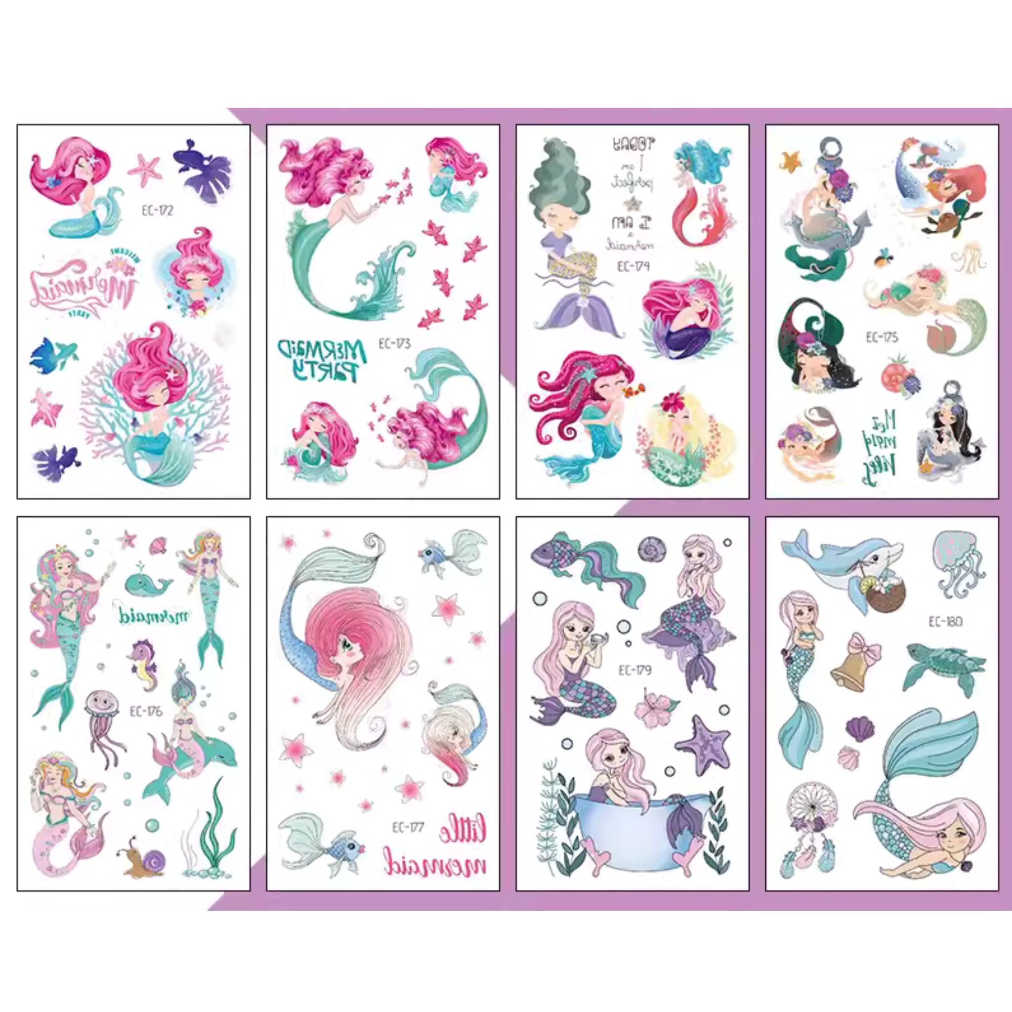 Fantasy Mermaid Tattoos (set of 8)