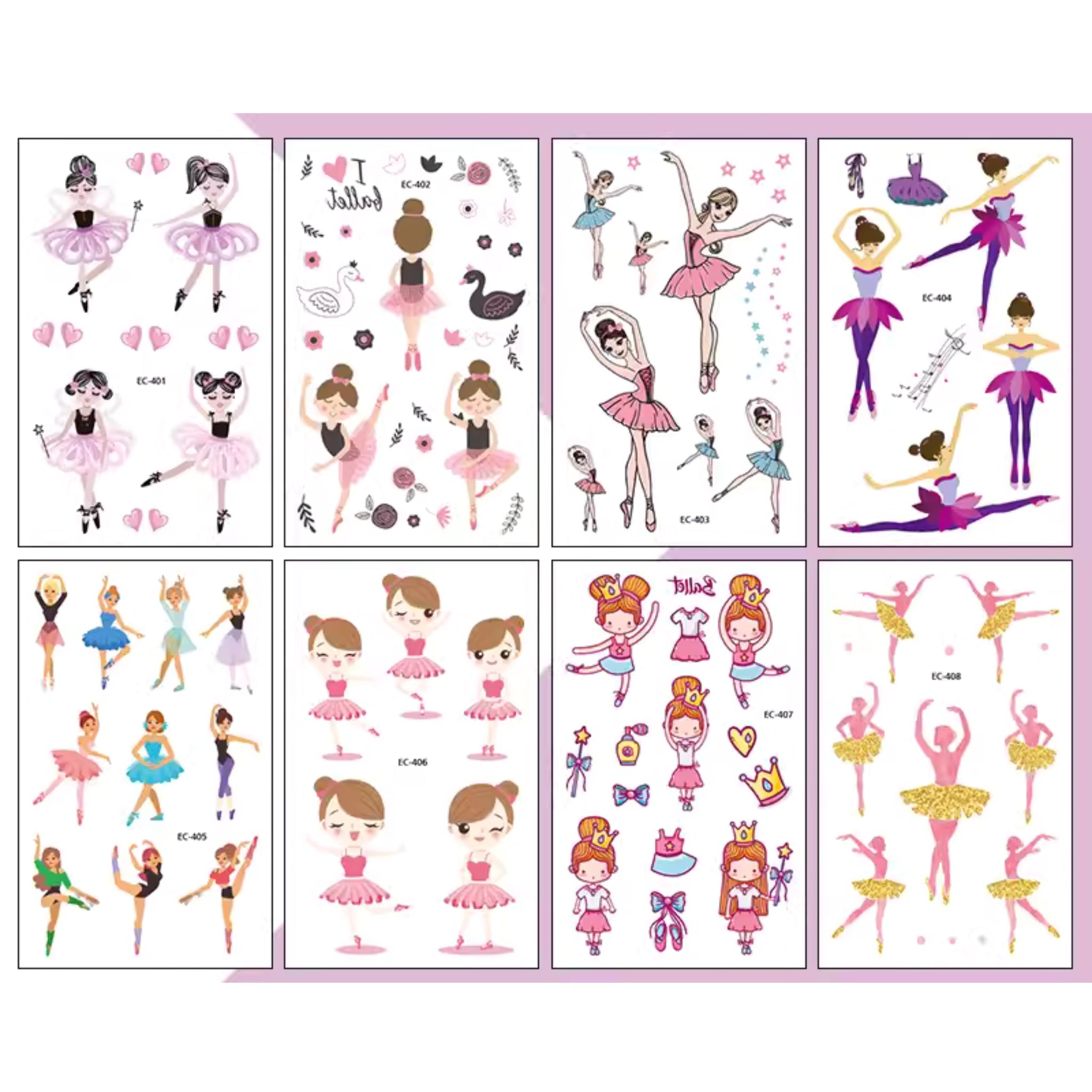 Ballet Girl Tattoos (set of 8)