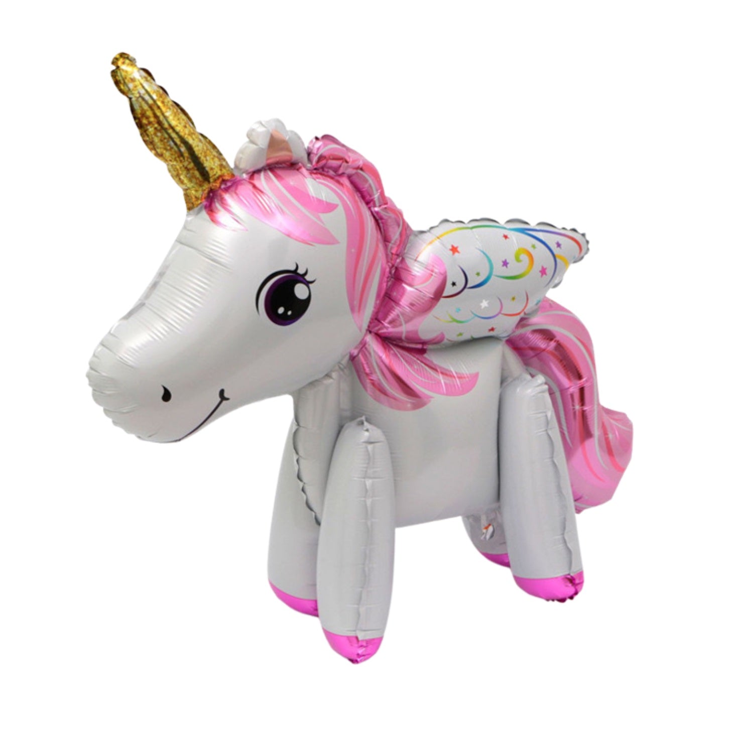 3D Unicorn Pony Foil Balloon, White