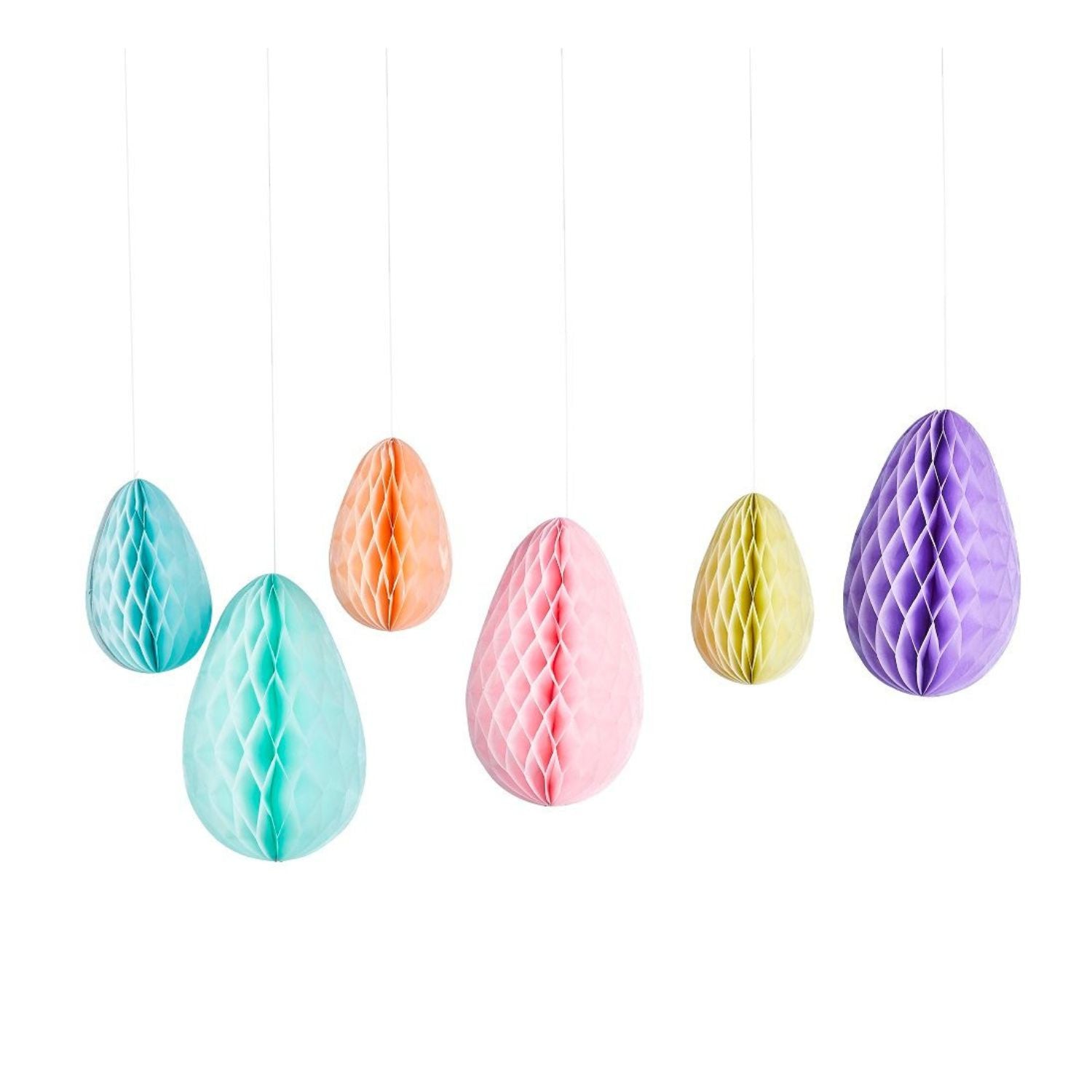 Easter Egg Hanging Honeycomb Decorations (set of 6)