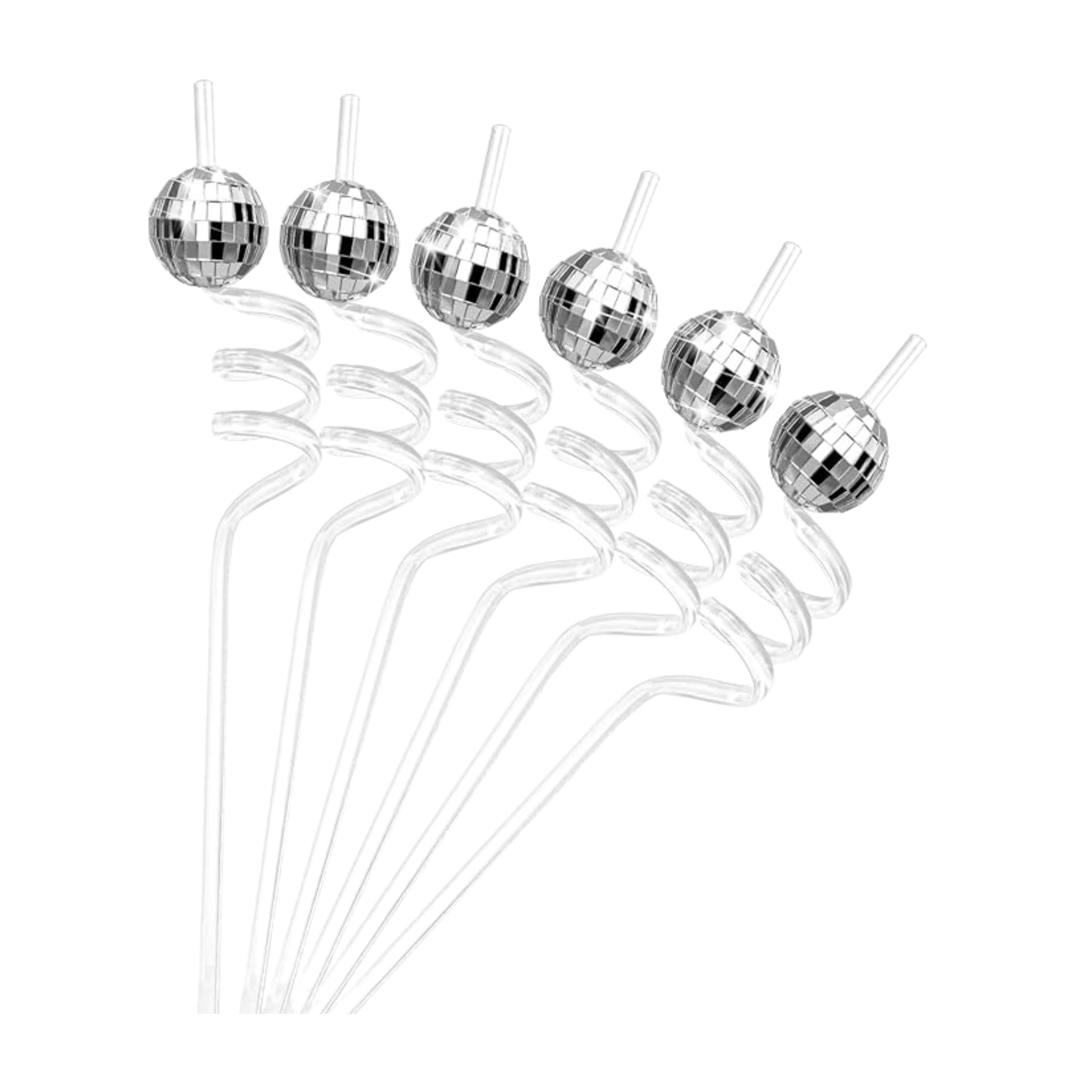 Disco Ball Straws Reusable (set of 6)