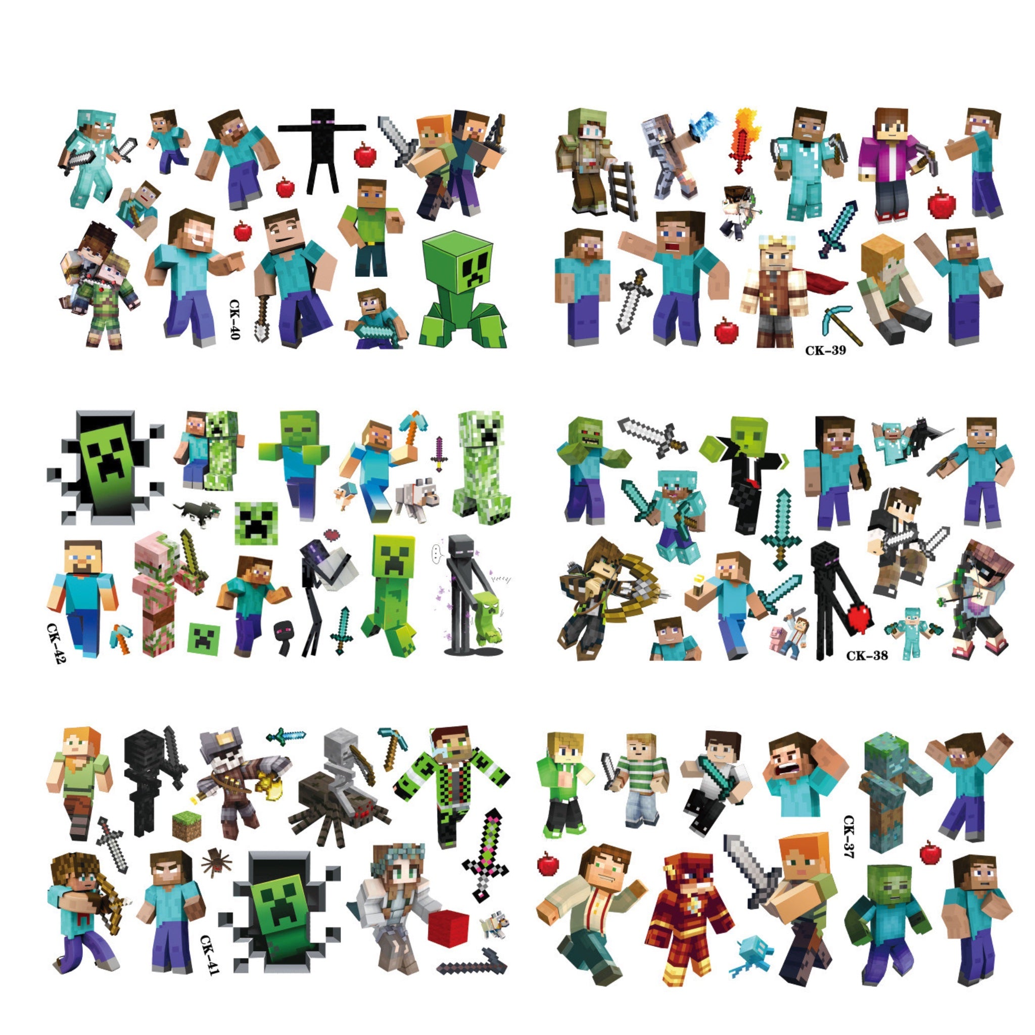 Minecraft Tattoos  (set of 6)