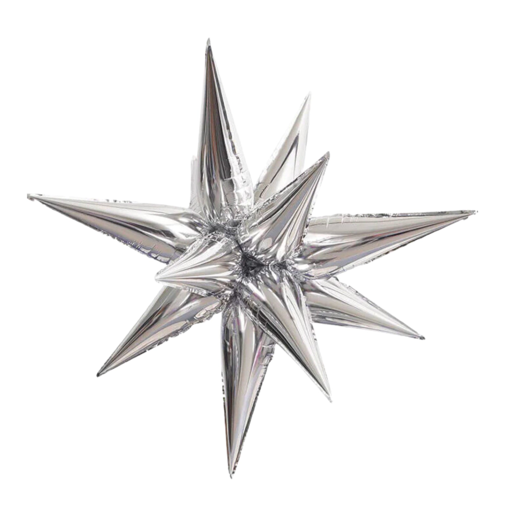 12 Point Black Starburst Foil Balloon, Silver