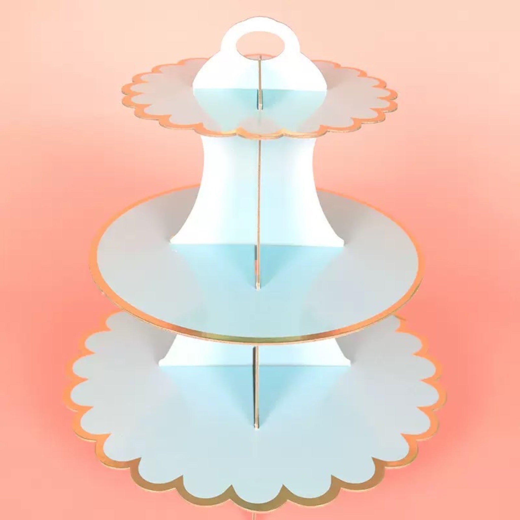 3 Tier Paper Cupcake Stand, Light Blue